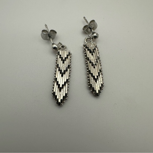 Silver Plated Medal Riccio Earrings - Vintage - Picture 3 of 11